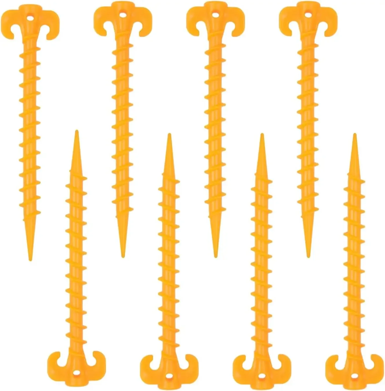 Yellow Vortex Ground Anchors - Premium Spiral Tent Stakes for Sand and Soil