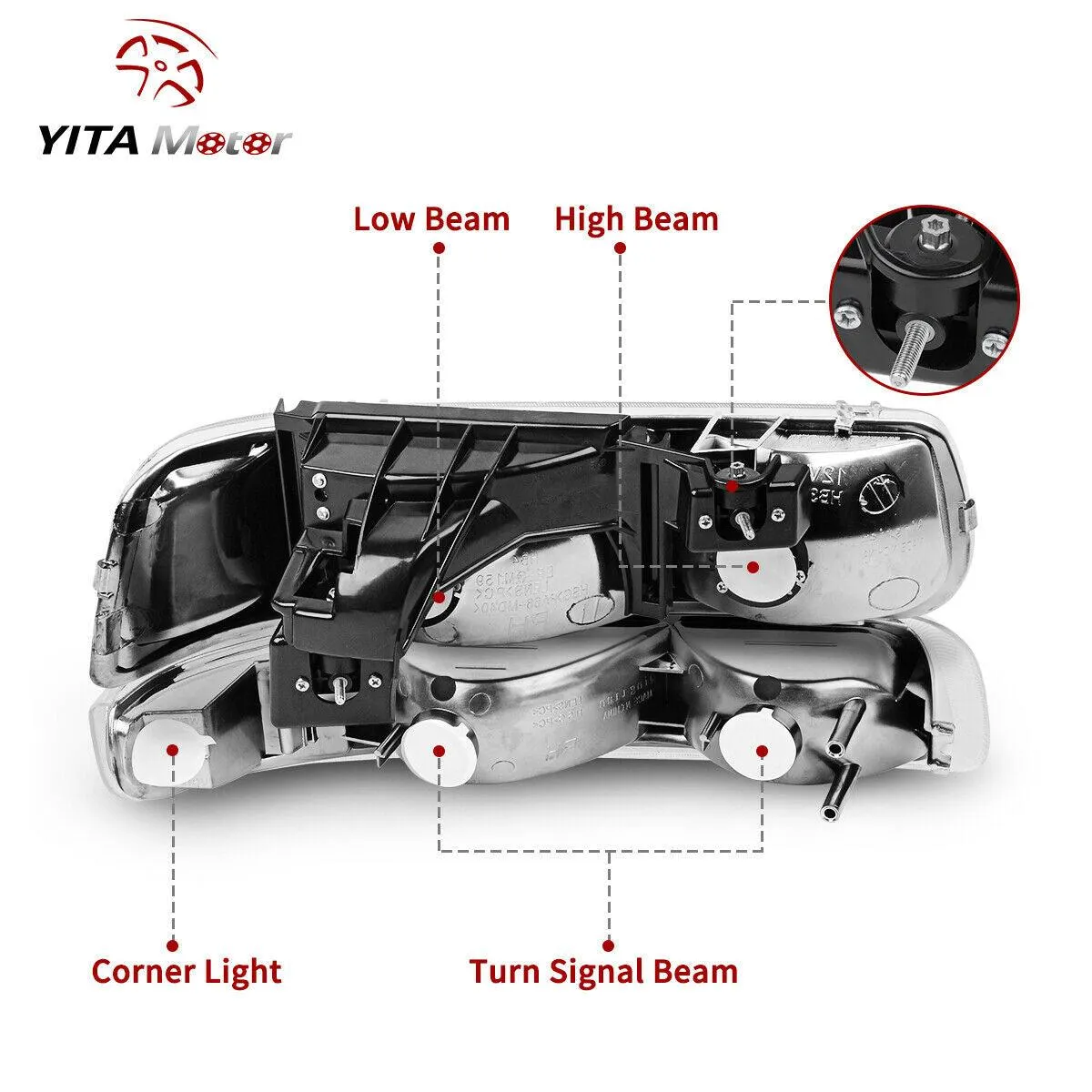 YITAMOTOR® For 1999-2002 Chevy Silverado 1500 2500 3500 Headlights   LED Tail Lights