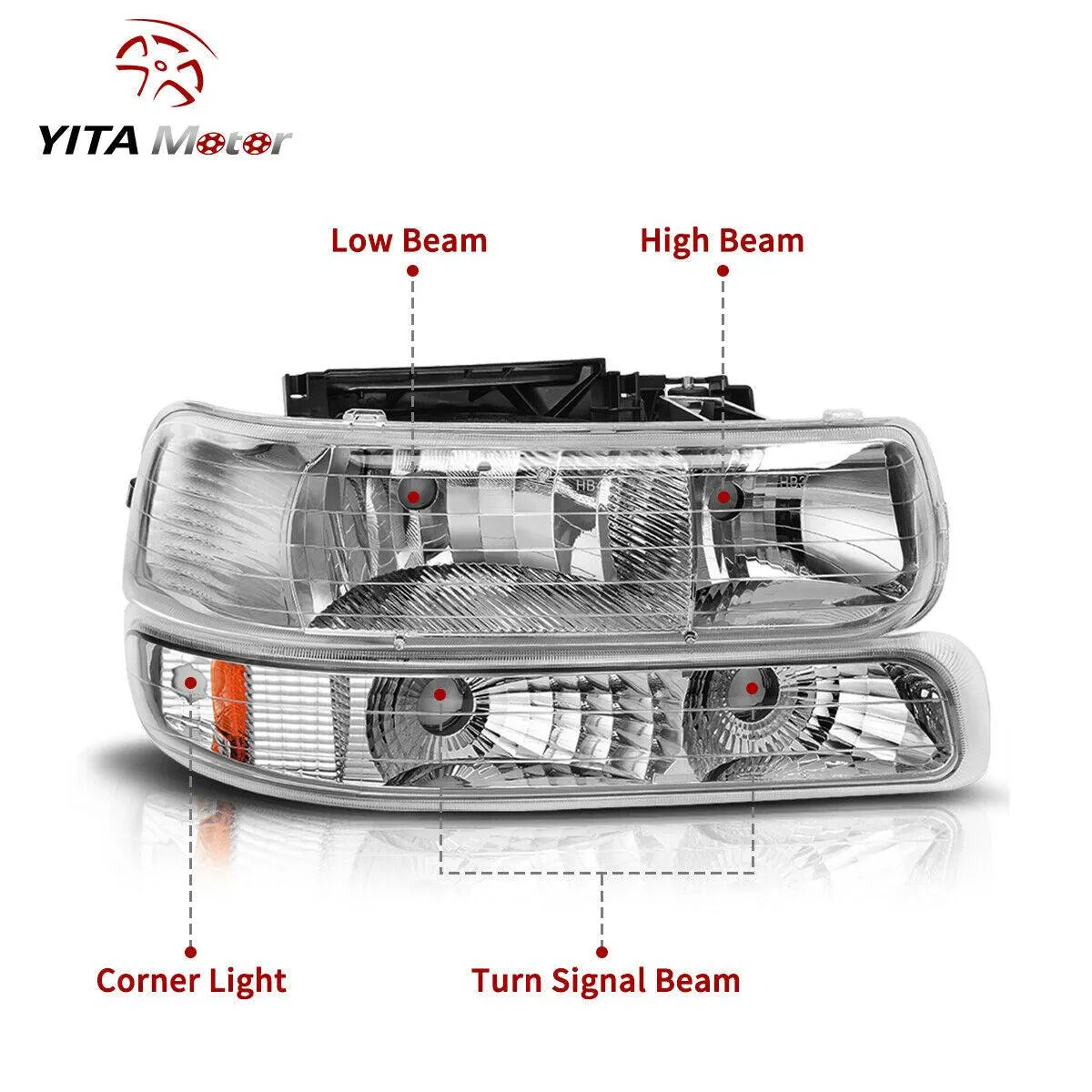 YITAMOTOR® For 1999-2002 Chevy Silverado 1500 2500 3500 Headlights   LED Tail Lights