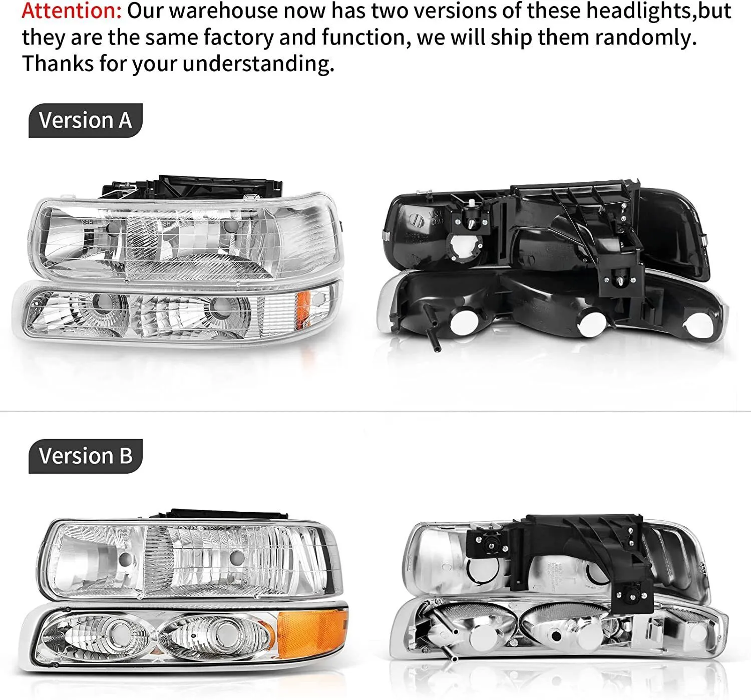 YITAMOTOR® For 1999-2002 Chevy Silverado 1500 2500 3500 Headlights   LED Tail Lights