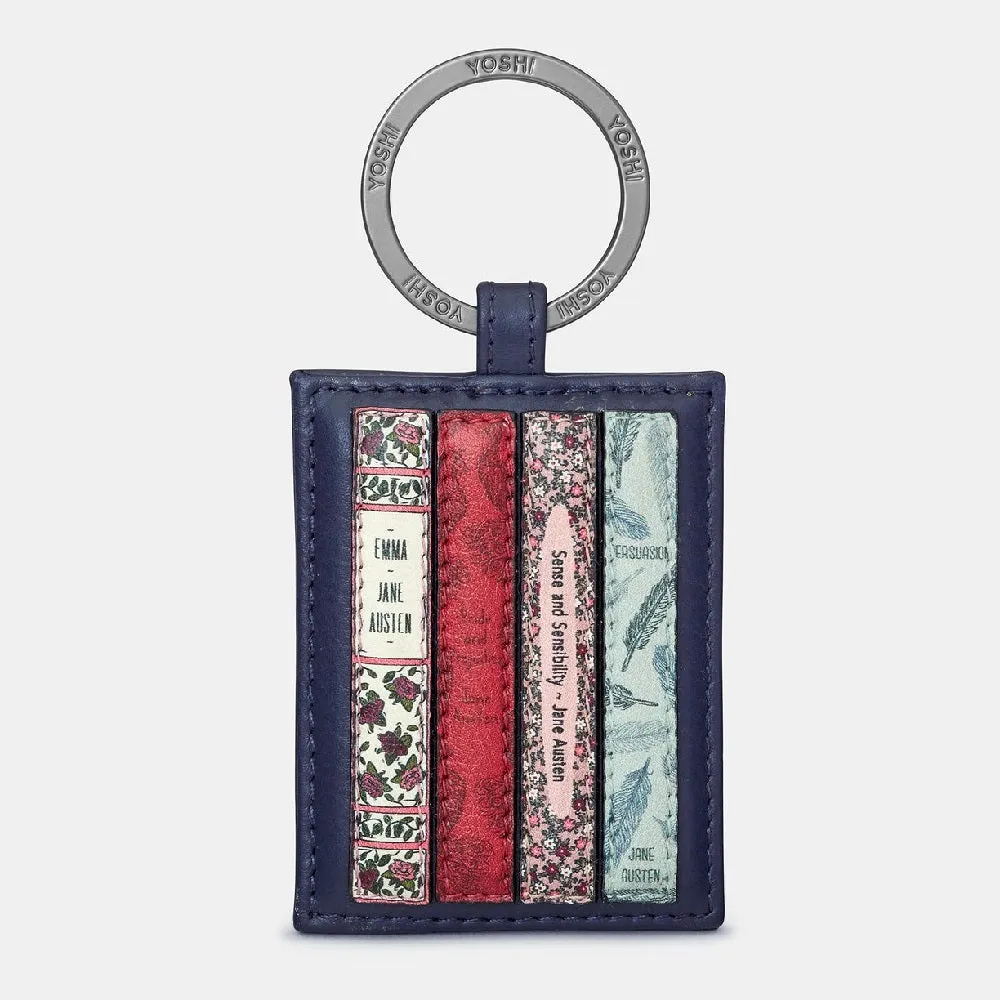 Yoshi Jane Austen Bookworm Navy Leather Keyring